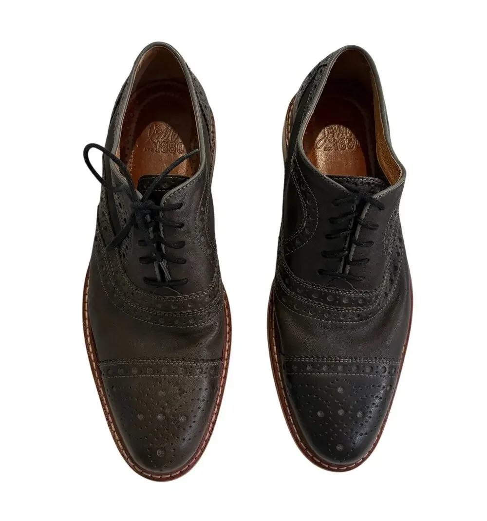 Johnston & Murphy 1850 Cap Toe Brogue Oxfords Men's 8 M Dark Gray Leather